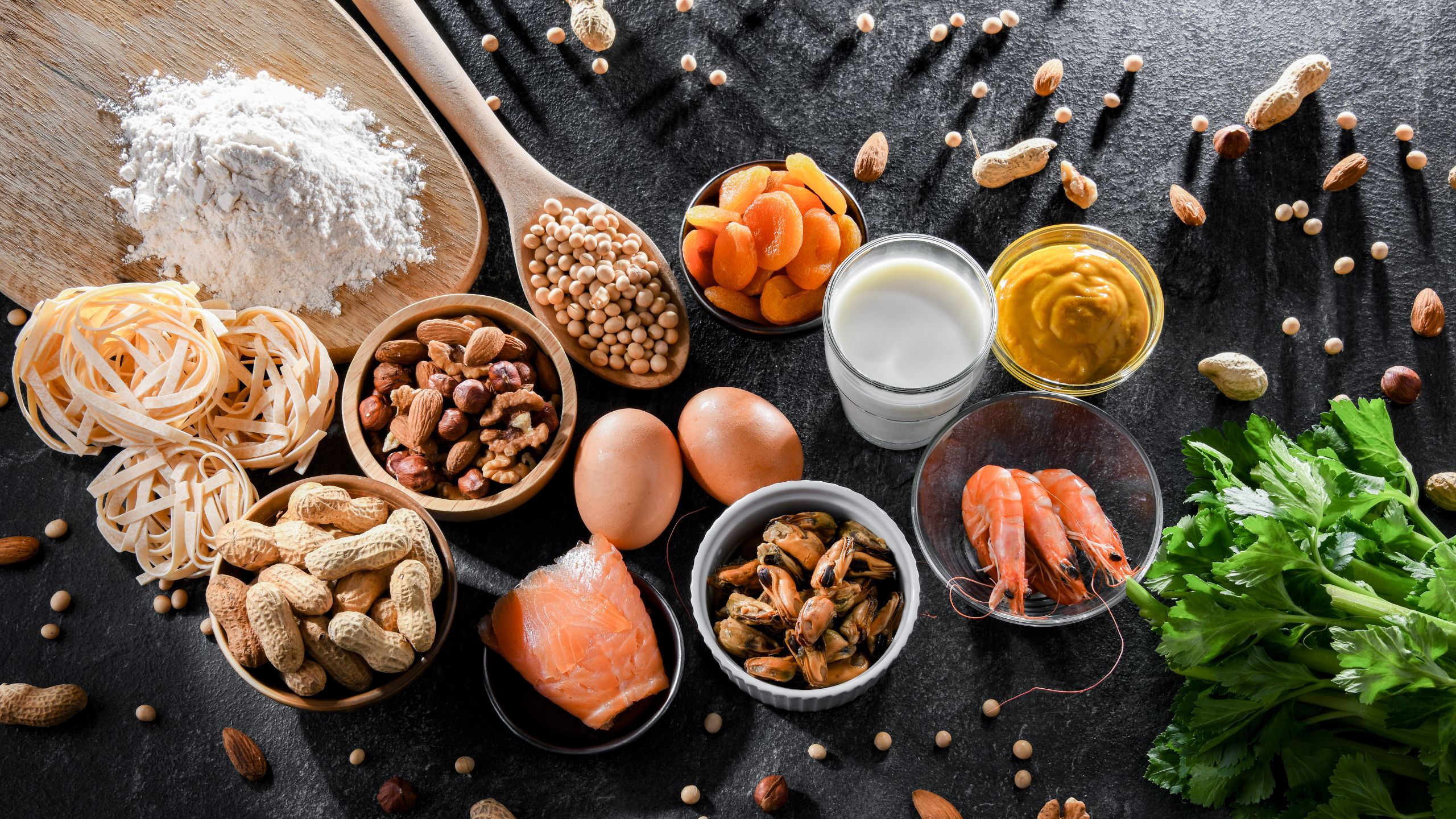 A display of various food allergens that fall under the SQF Allergen Control mandate.