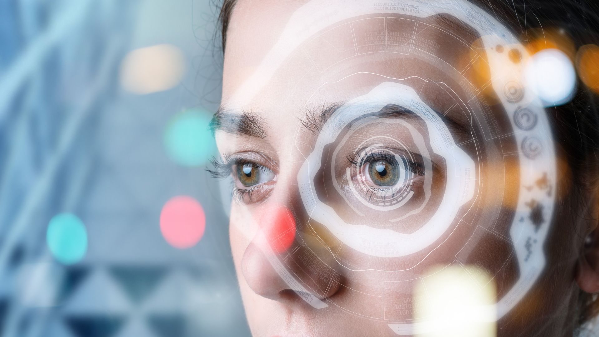 An artistic representation of what an individual sees through smart contact lenses.